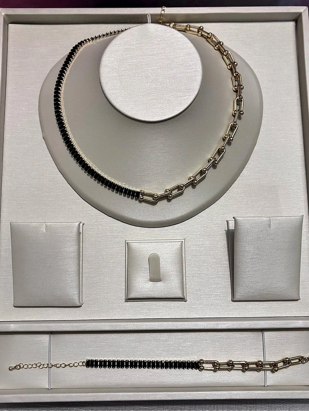 Two-Tone Black & Gold Statement Necklace-New
